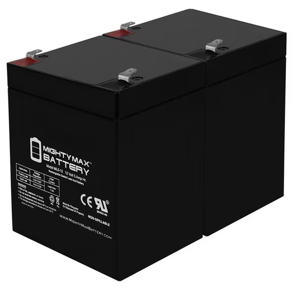 12V 5AH SLA Battery Replacement for GS Portalac PE12V5F1 - 2 Pack, Mighty Max Battery, Mfr#: ML5-12MP2160713124517